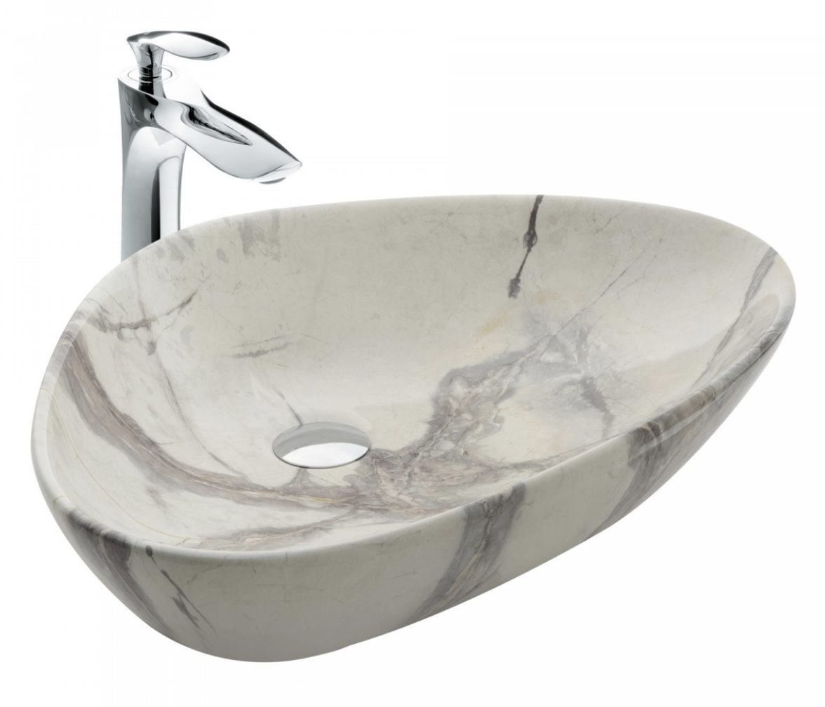 Paluci Doğa Calacatta White Mermer Desenli Lavabo