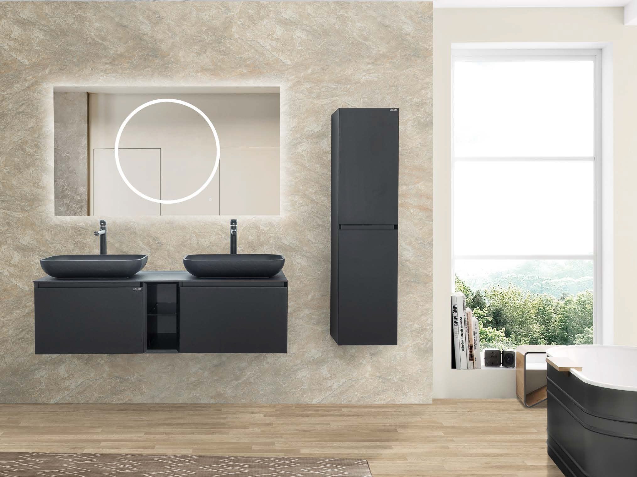 ROYAL RECT 140D Çift Lavabolu Banyo Dolabı Takımı