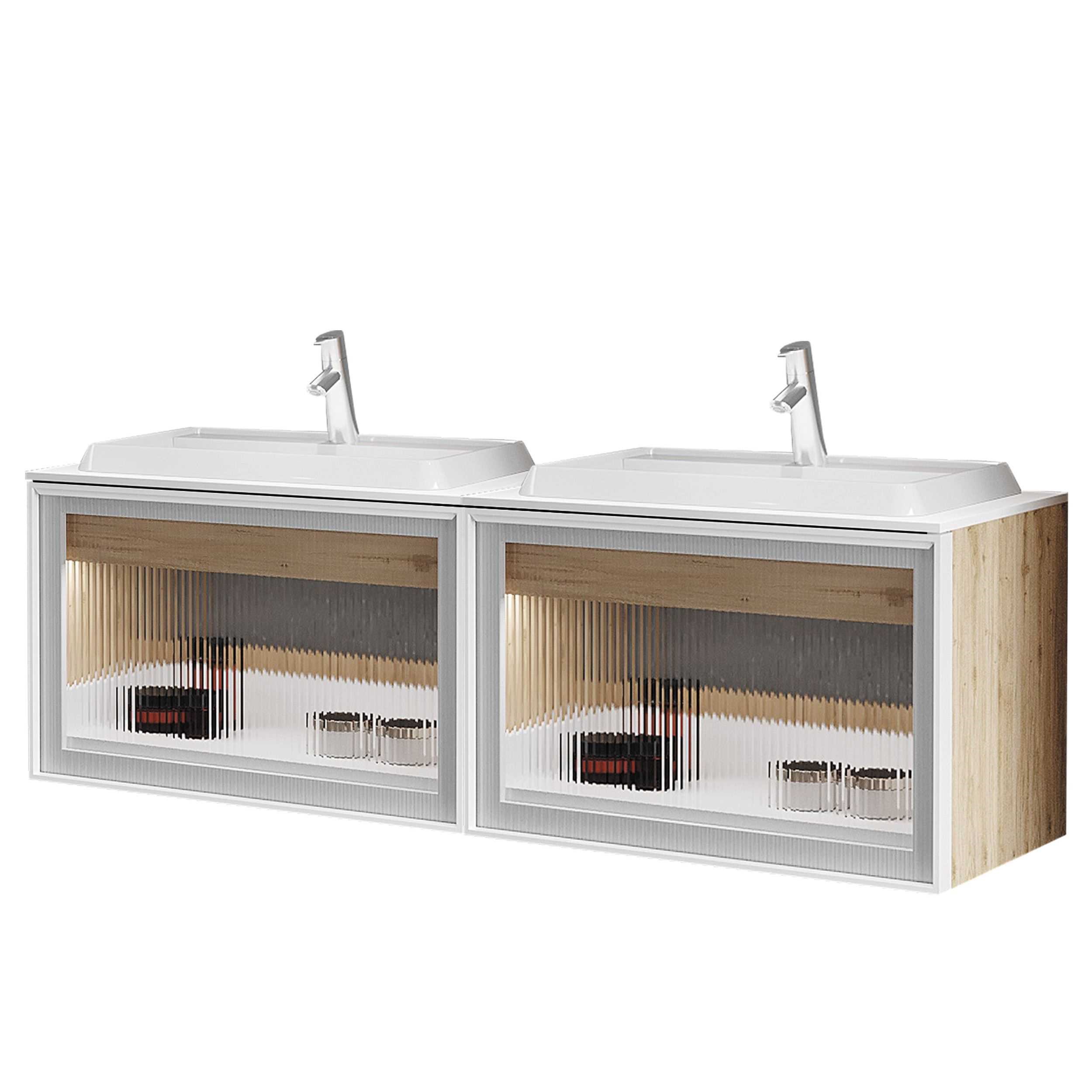 STAR 140D Çift Lavabolu Banyo Dolabı Takımı
