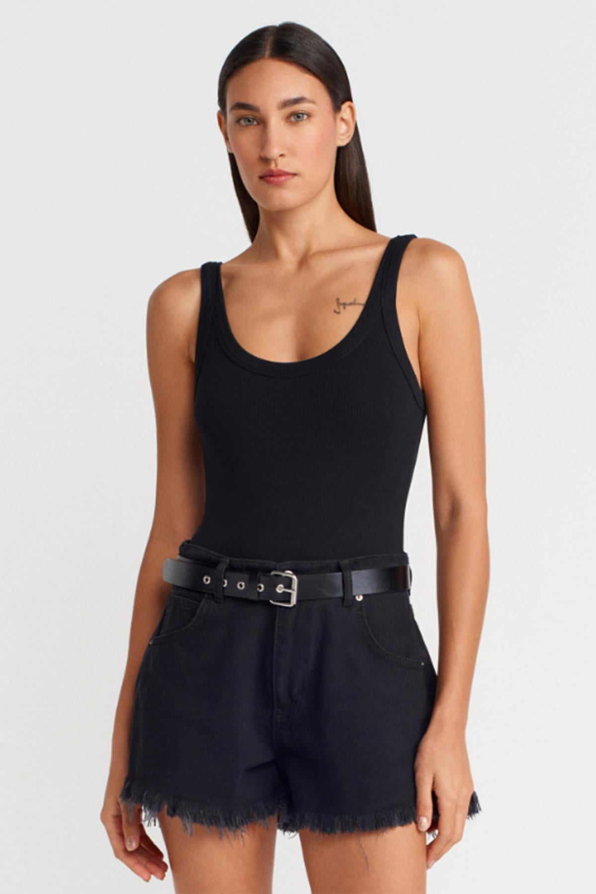 Kadın Askılı Bodysuit - SİYAH