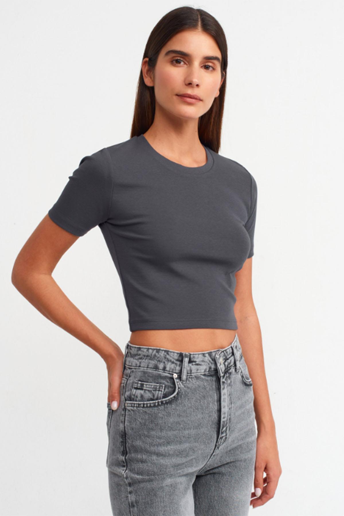 Kadın Crop Tshirt - ANTRESİT