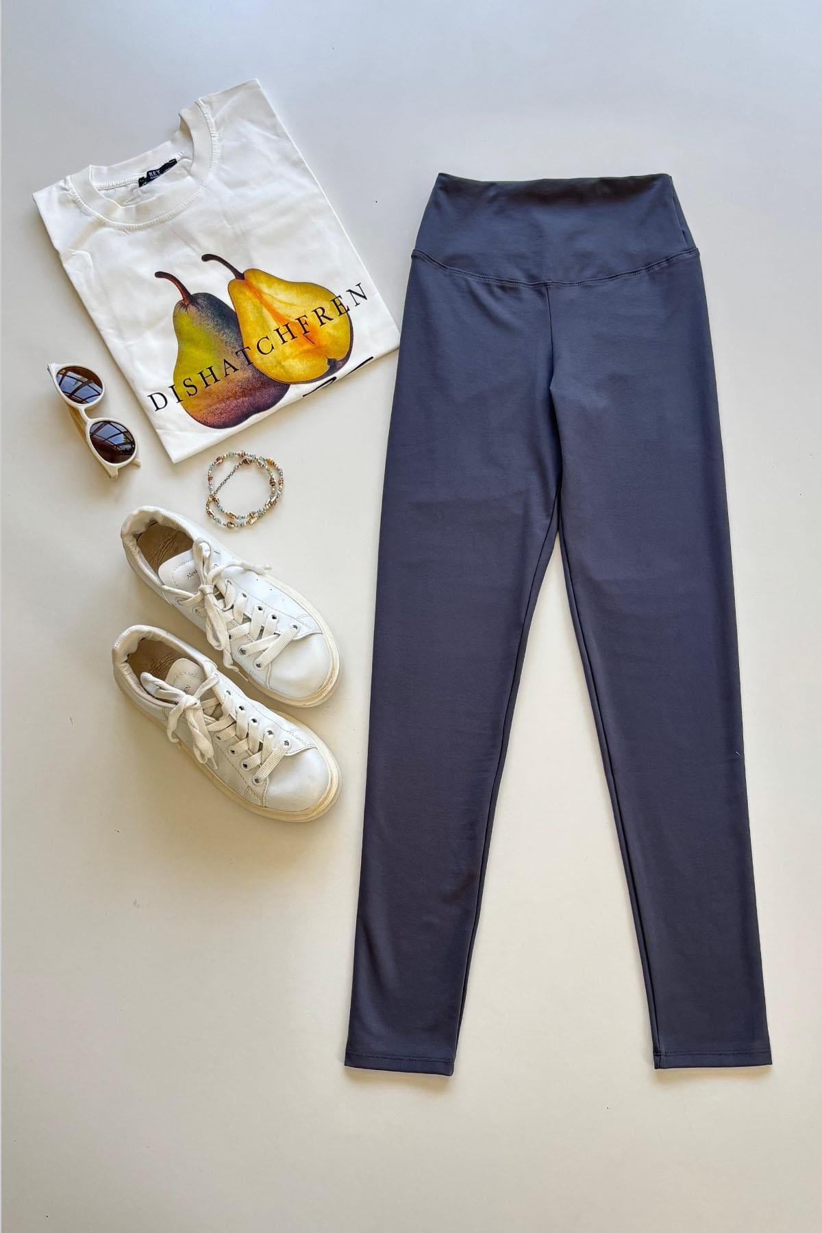 Kadın Marka Compressive Leggin Belize Kumaş Tayt - ANTRESİT