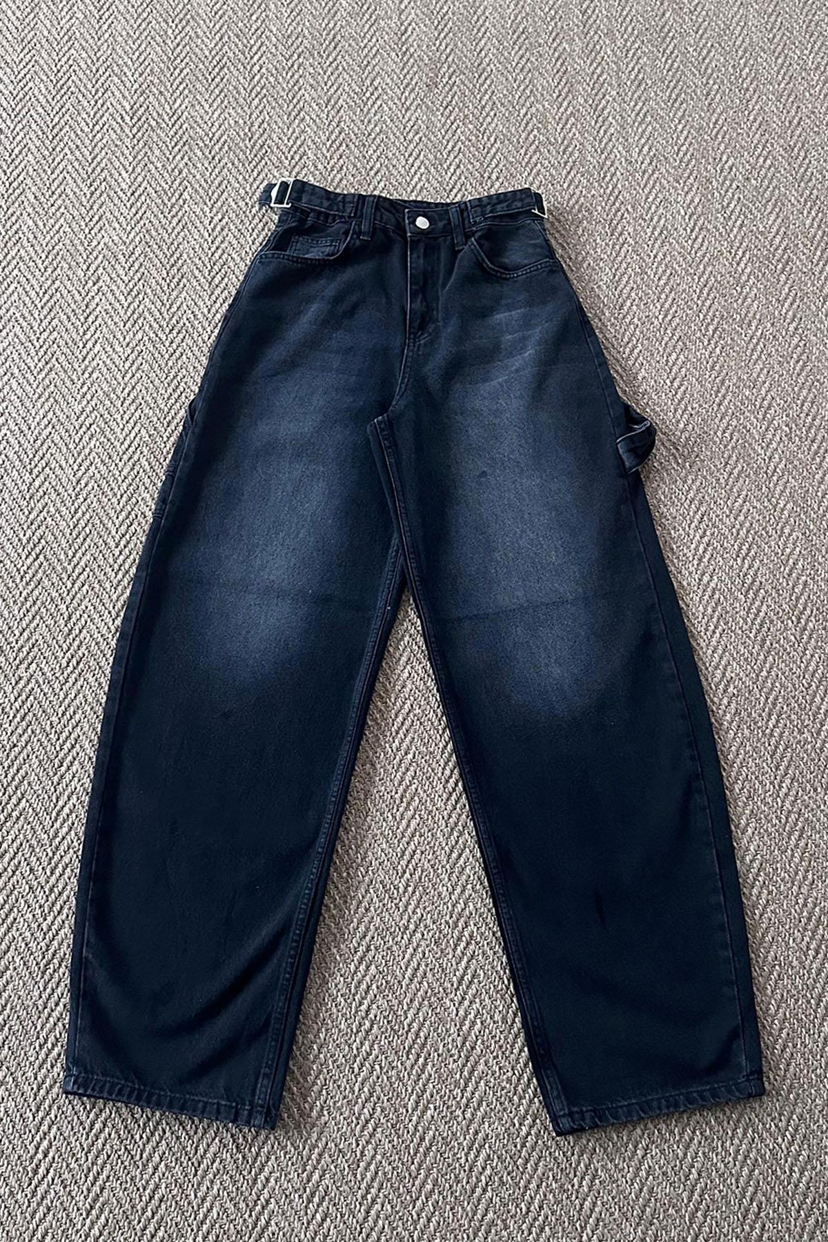 Kadın Yanı Toka Detaylı Baggy - SİYAH