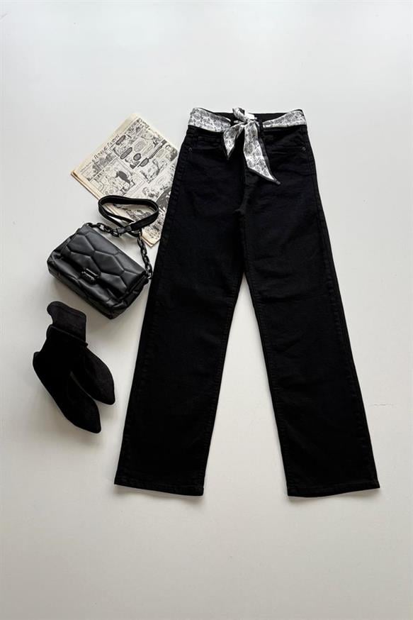 Kadın Fularlı Palazzo Jean - SİYAH