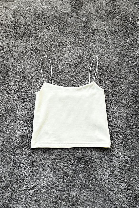 Kadın İp Askılı Kısa Crop - EKRU