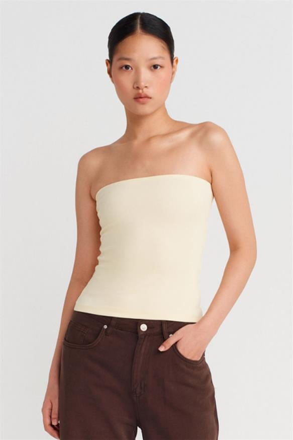 Kadın Straplez Top - AÇIK SARI