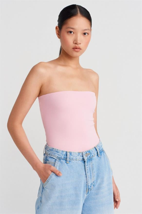 Kadın Straplez Top - TOZ PEMBE