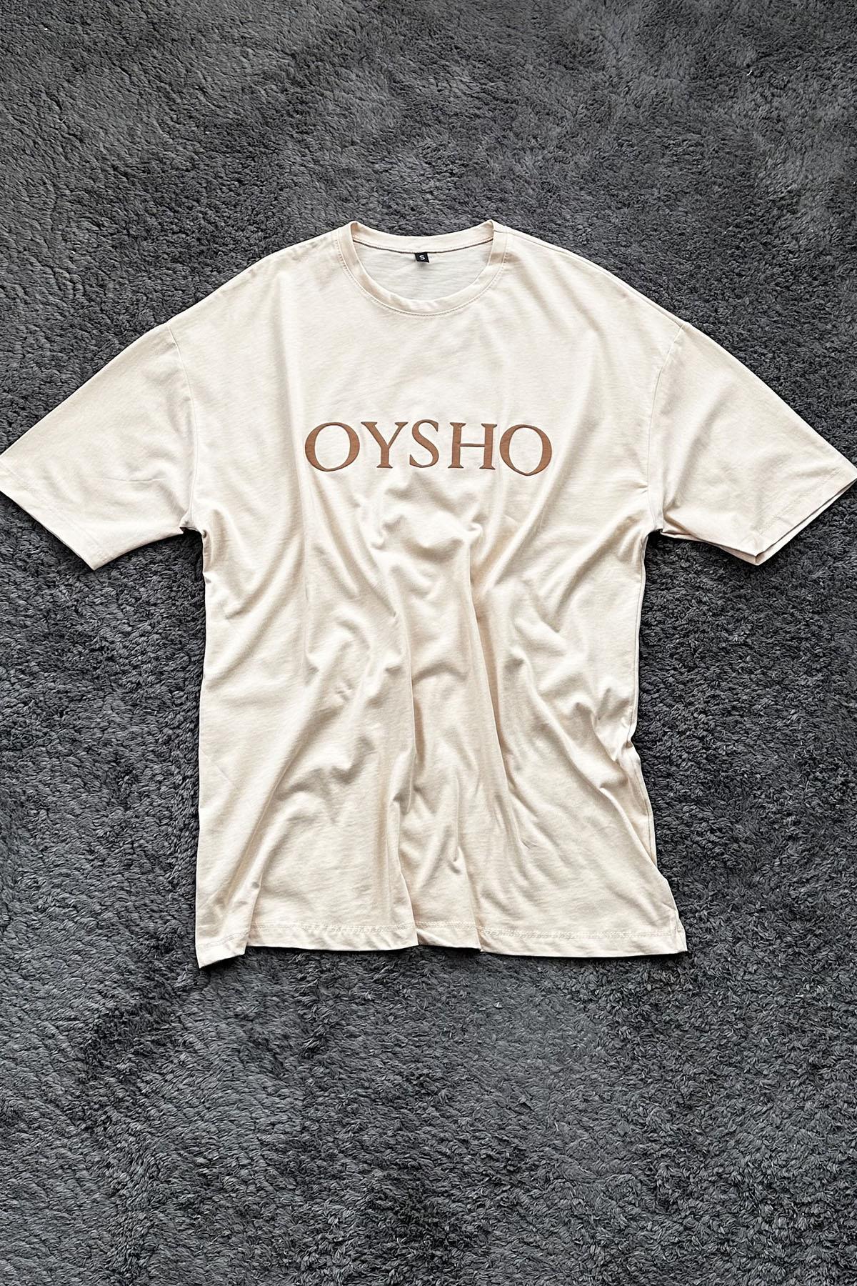 Kadın Amblem Baskılı Tshirt - BEJ