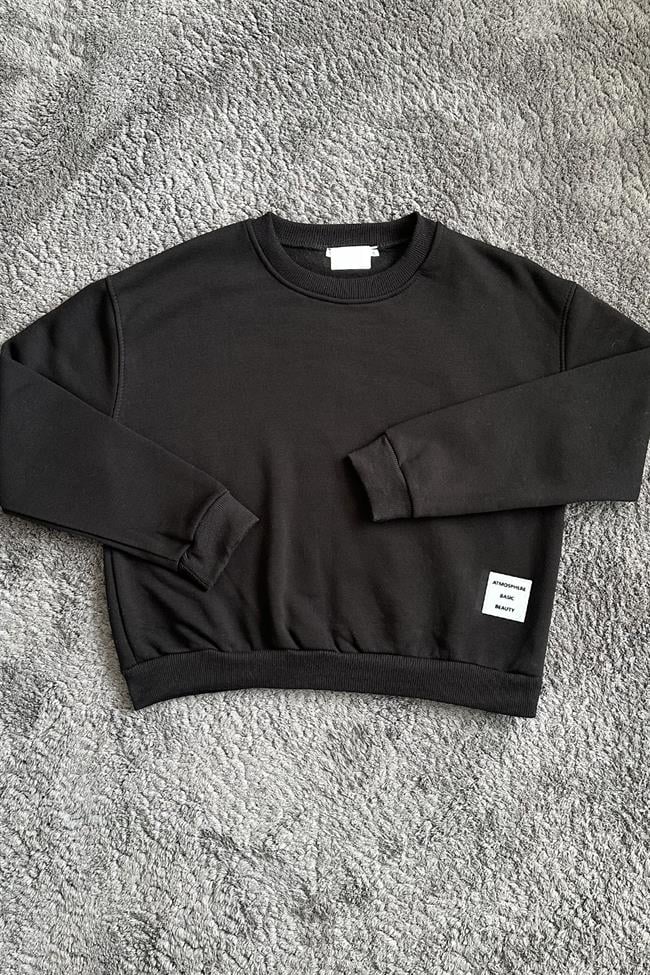 Kadın Atmosphere Basic Beauty Yazılı Sweatshirt - SİYAH