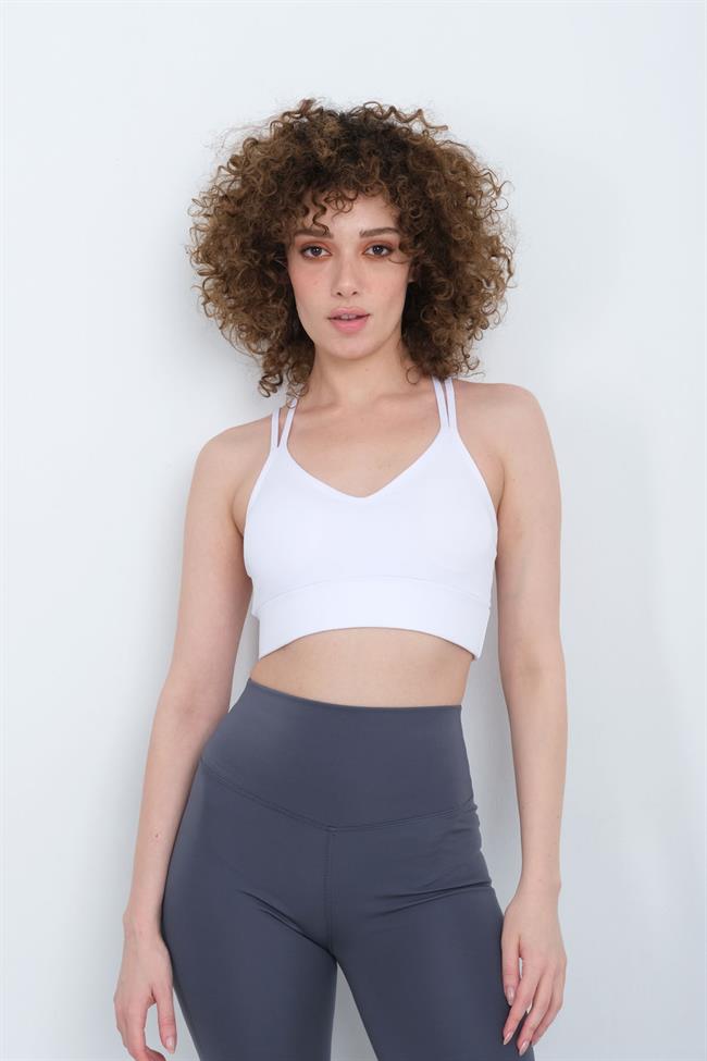 Kadın Çapraz Çift İp Askılı Büstiyer - BEYAZ