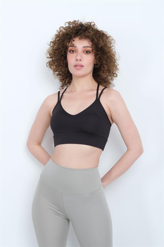 Kadın Çapraz Çift İp Askılı Büstiyer - SİYAH