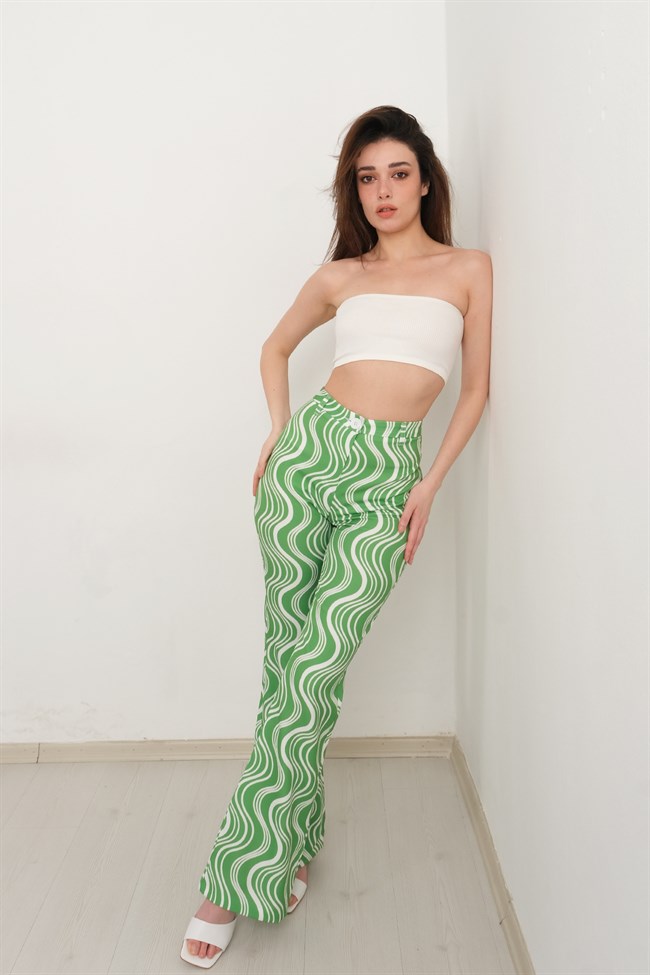 Kadın Desenli İspanyol Paça Pantolon En Uygun Fiyat Burchlife.com.tr'de