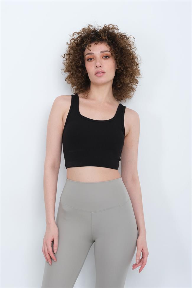 Kadın Fitilli Kalın Askılı Bralet Büstiyer - SİYAH