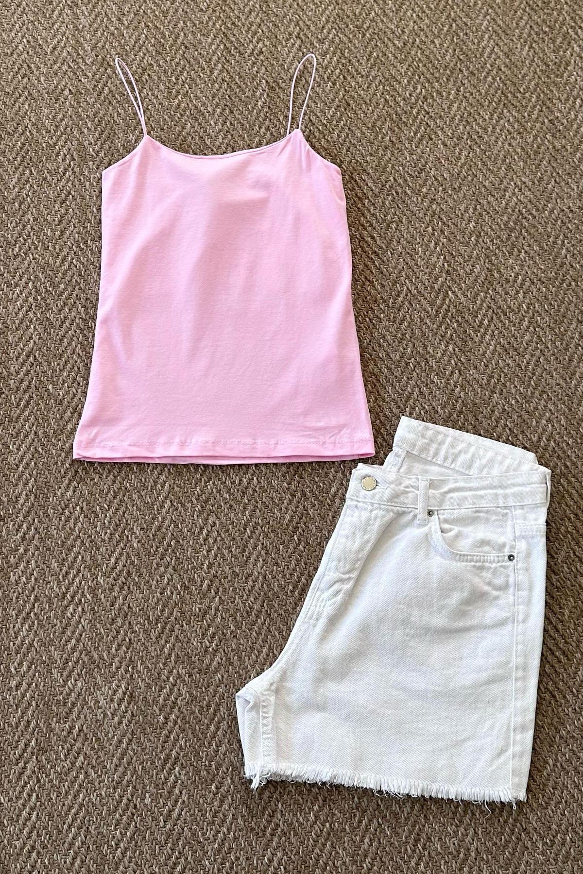 Kadın İp Askılı Uzun Atlet - PEMBE