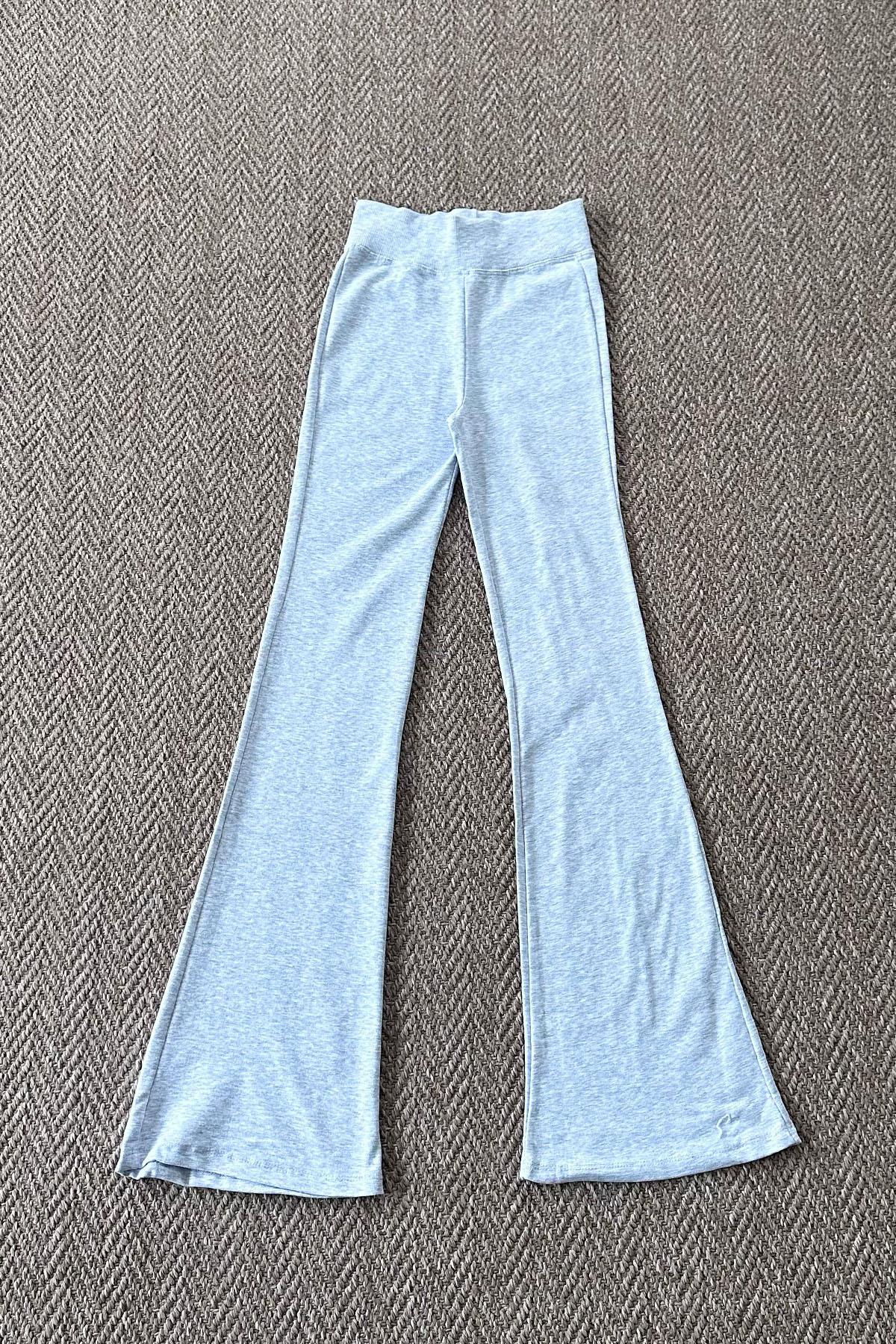 Kadın İspanyol Paça Çelik Örme Tayt - GRİ