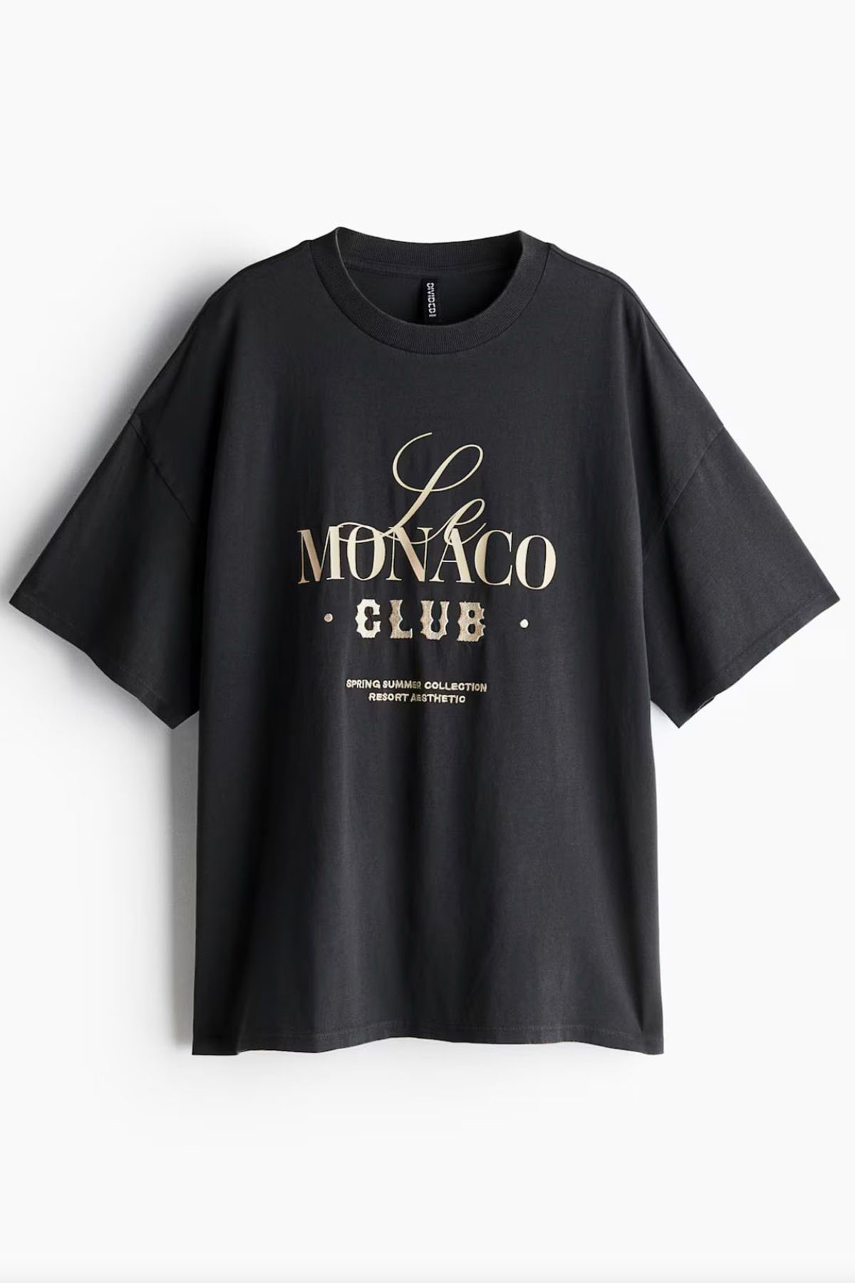 Kadın Monaco Clup Motif Yazılı Tshirt - ANTRESİT
