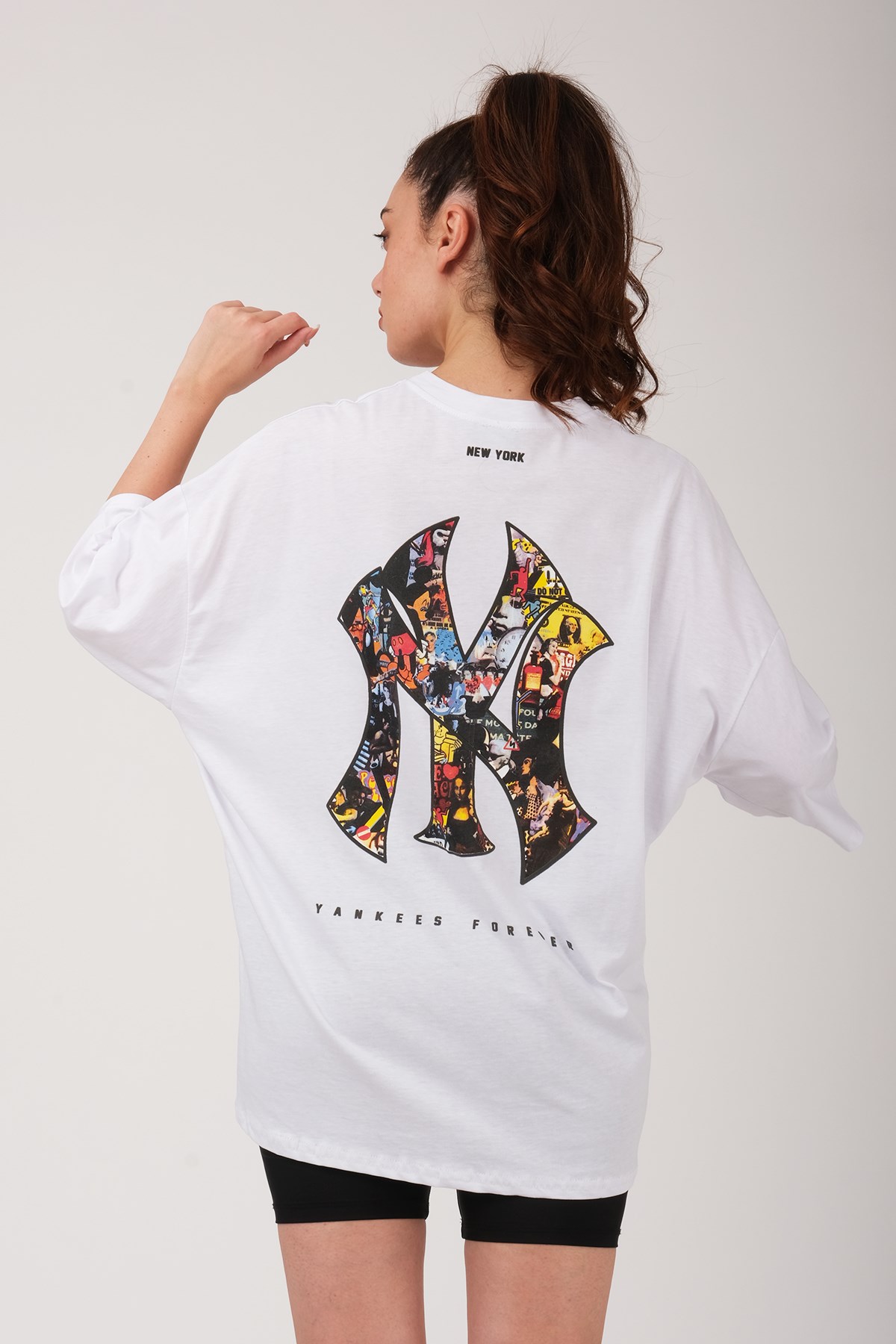KADIN OVERSİZE NEWYORK YANKEES BASKILI TSHIRT