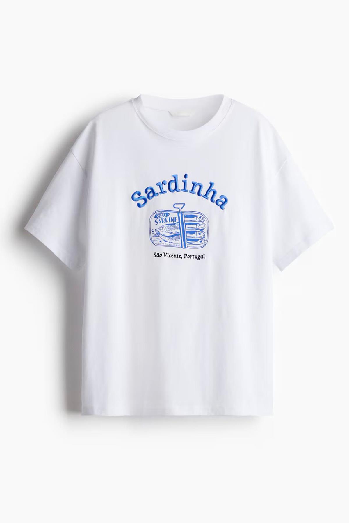 Kadın Sardinha Nakışlı Tshirt - BEYAZ