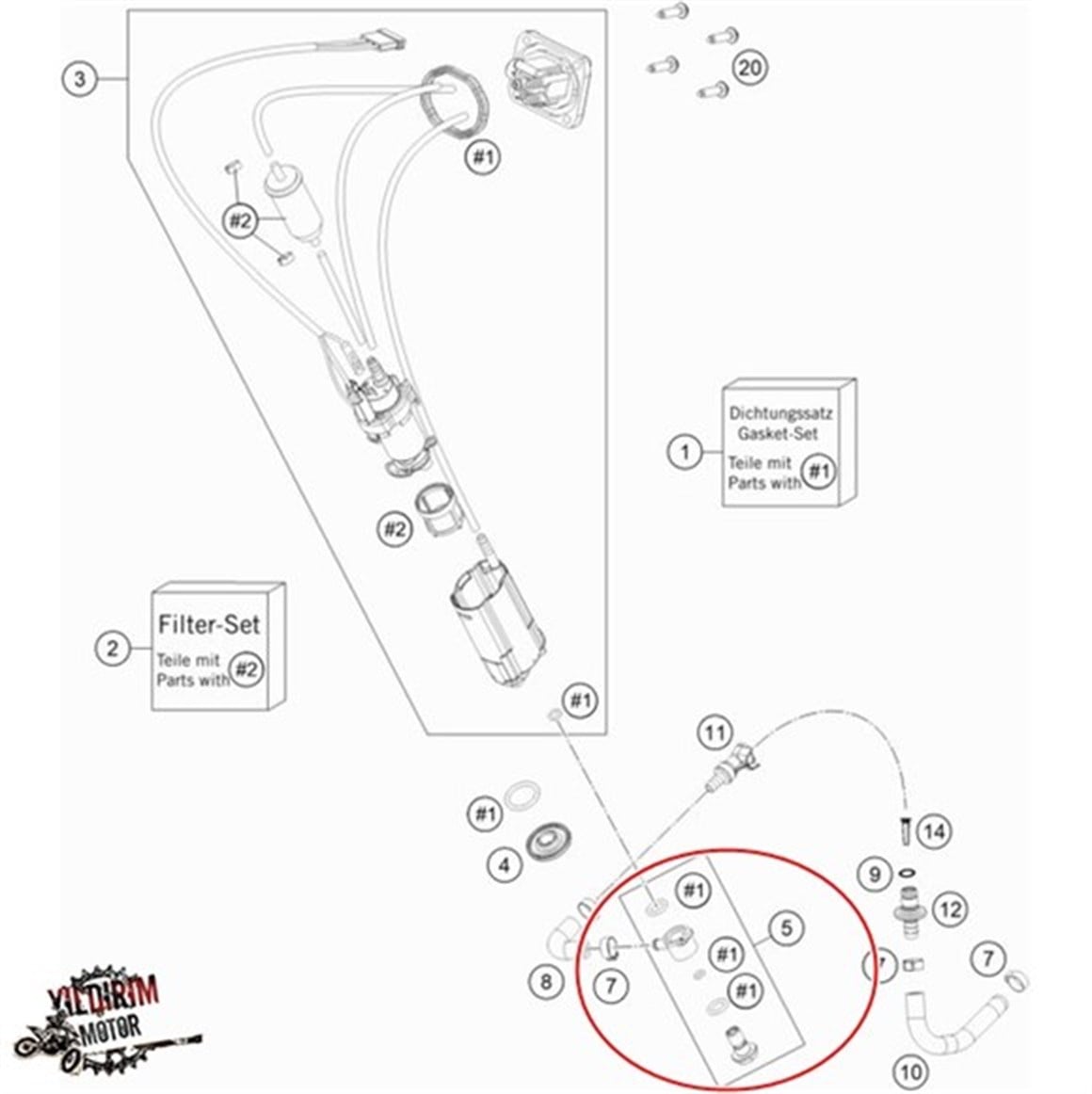KTM EXC 250-300 YAKIT BAĞLANTI SETİ 18-22 