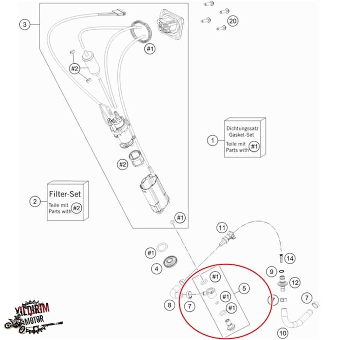 KTM EXC 250-300 YAKIT BAĞLANTI SETİ 18-22 