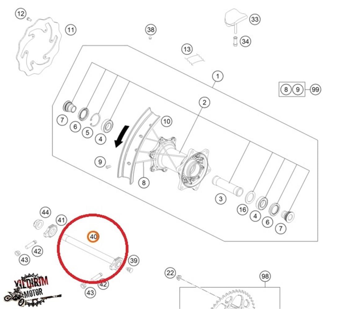KTM EXC EXC-F MODELLER ARKA TEKER MİLİ 14-24