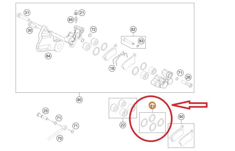 KTM SX 65 ARKA KALİPER ORİNG SETİ 12-23