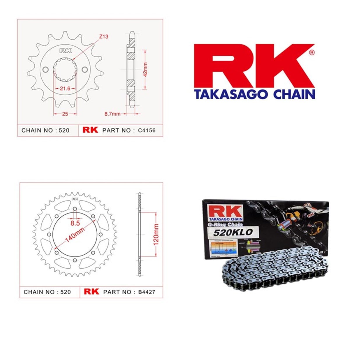 RK KAWASAKİ KLE 500 ZİNCİR DİŞLİ SETİ