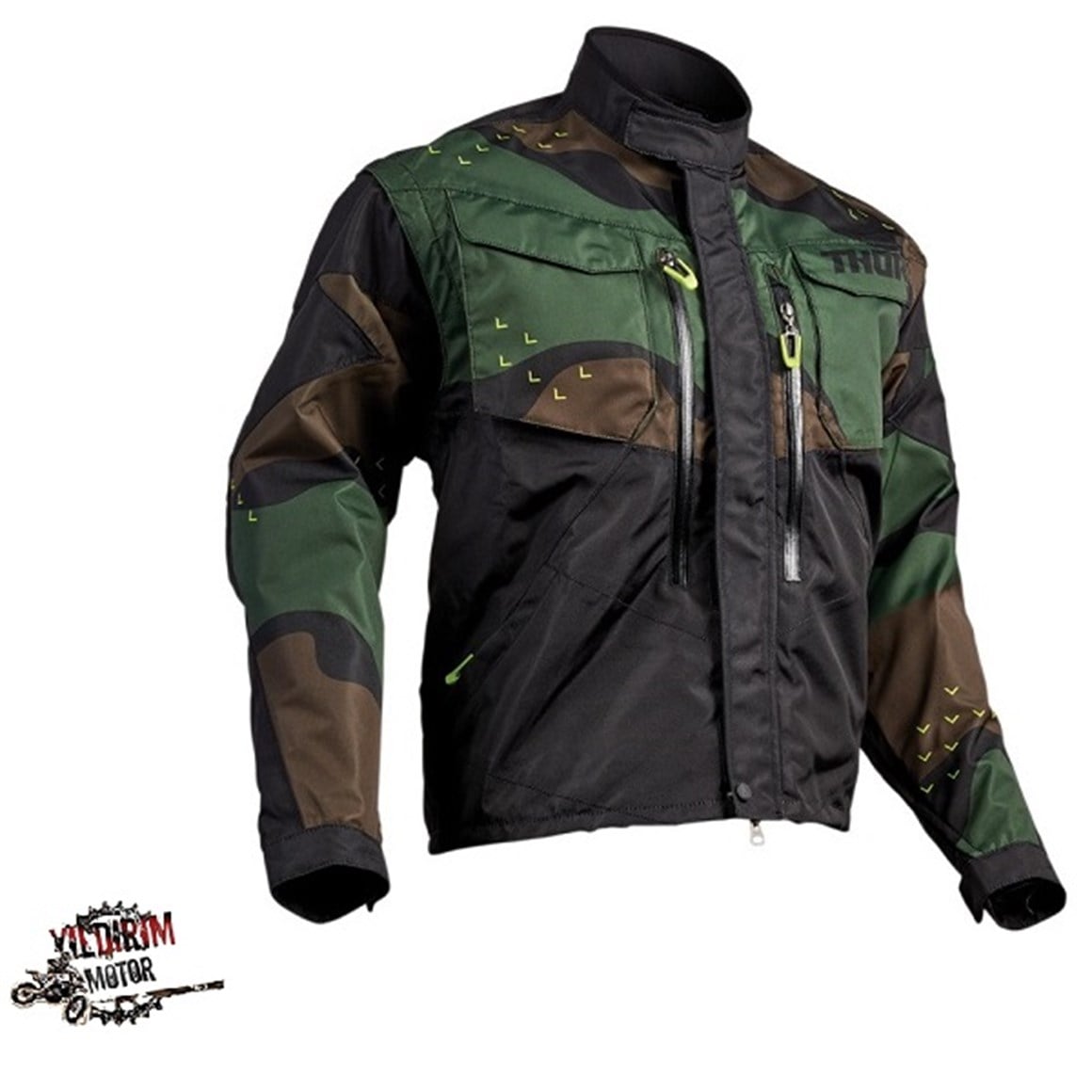 Thor Terrain S9 Offroad Ceket Siyah / Yeşil Kamuflaj