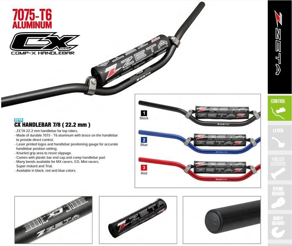 ZETA KAWASAKİ KXF/KLX 250 22MM SİYAH GİDON