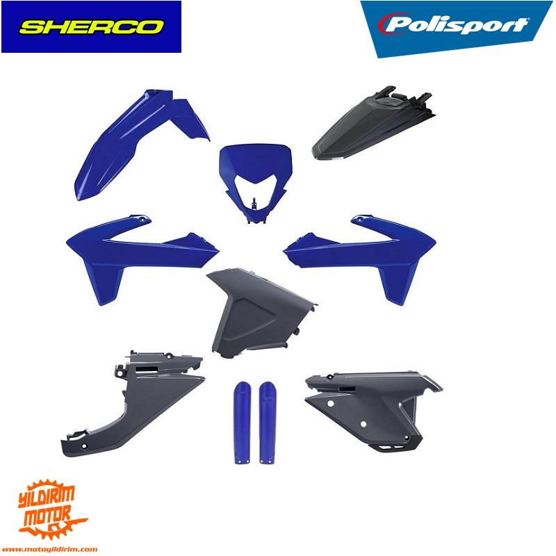 2025 POLİSPORT SHERCO SE/SE-F PLASTİK GRENAJ SETİ GRİ MAVİ