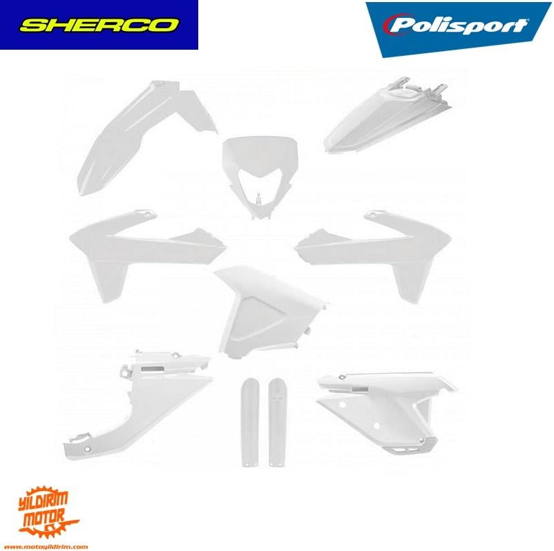 2025 POLİSPORT SHERCO SE/SE-F PLASTİK GRENAJ SETİ BEYAZ