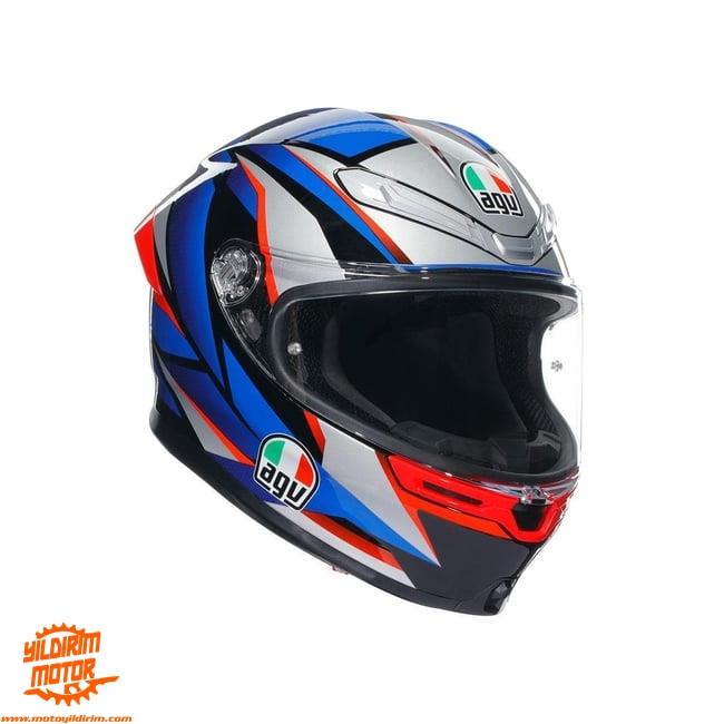 AGV K6 MPLK SLASHCUT SİYAH MAVİ KIRMIZI KASK