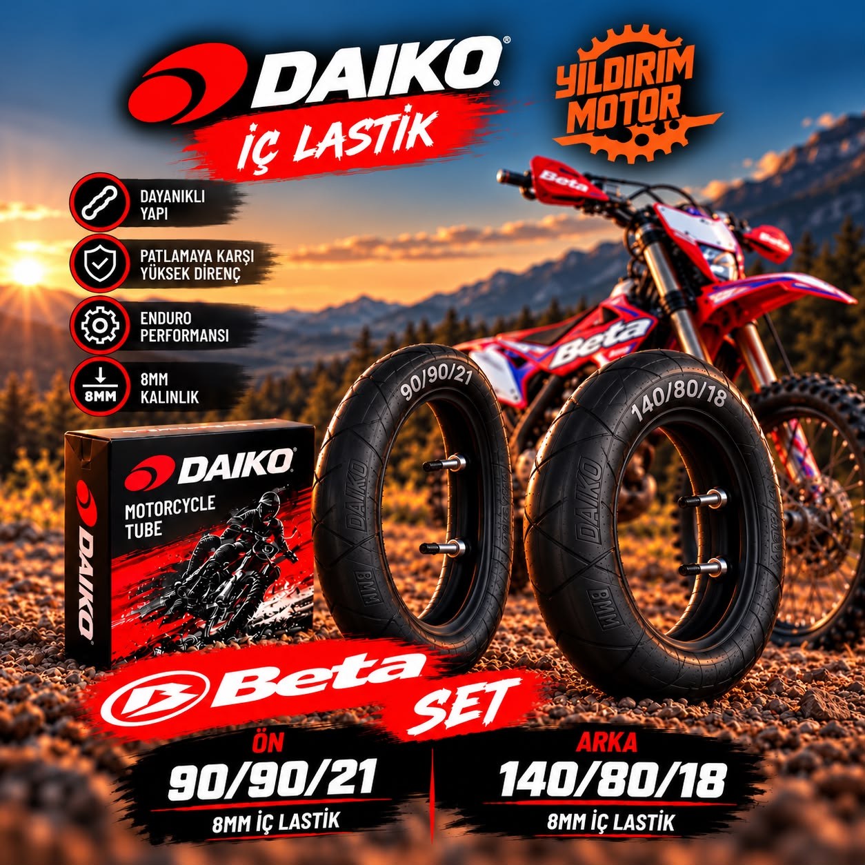 BETA RR DAIKO 90/90-21 140/80-18 8MM ÖN ARKA MOUSSE