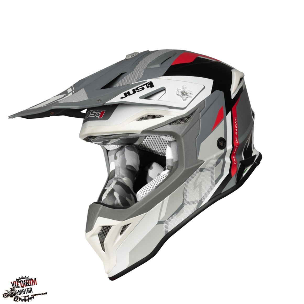 JUST1 J39 REACTOR BEYAZ KIRMIZI GRİ KASK