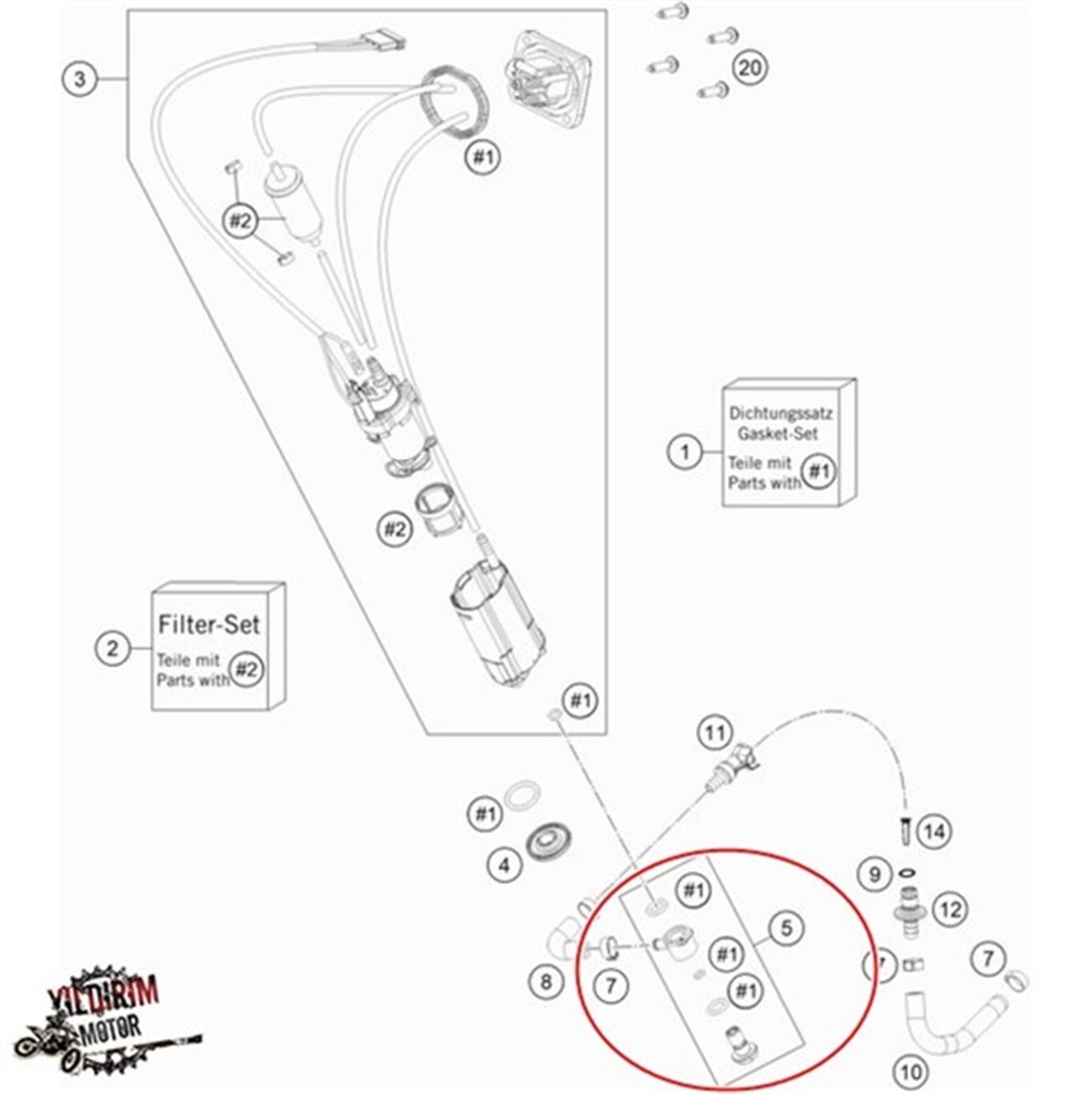 KTM EXC 250-300 YAKIT BAĞLANTI SETİ 18-22 