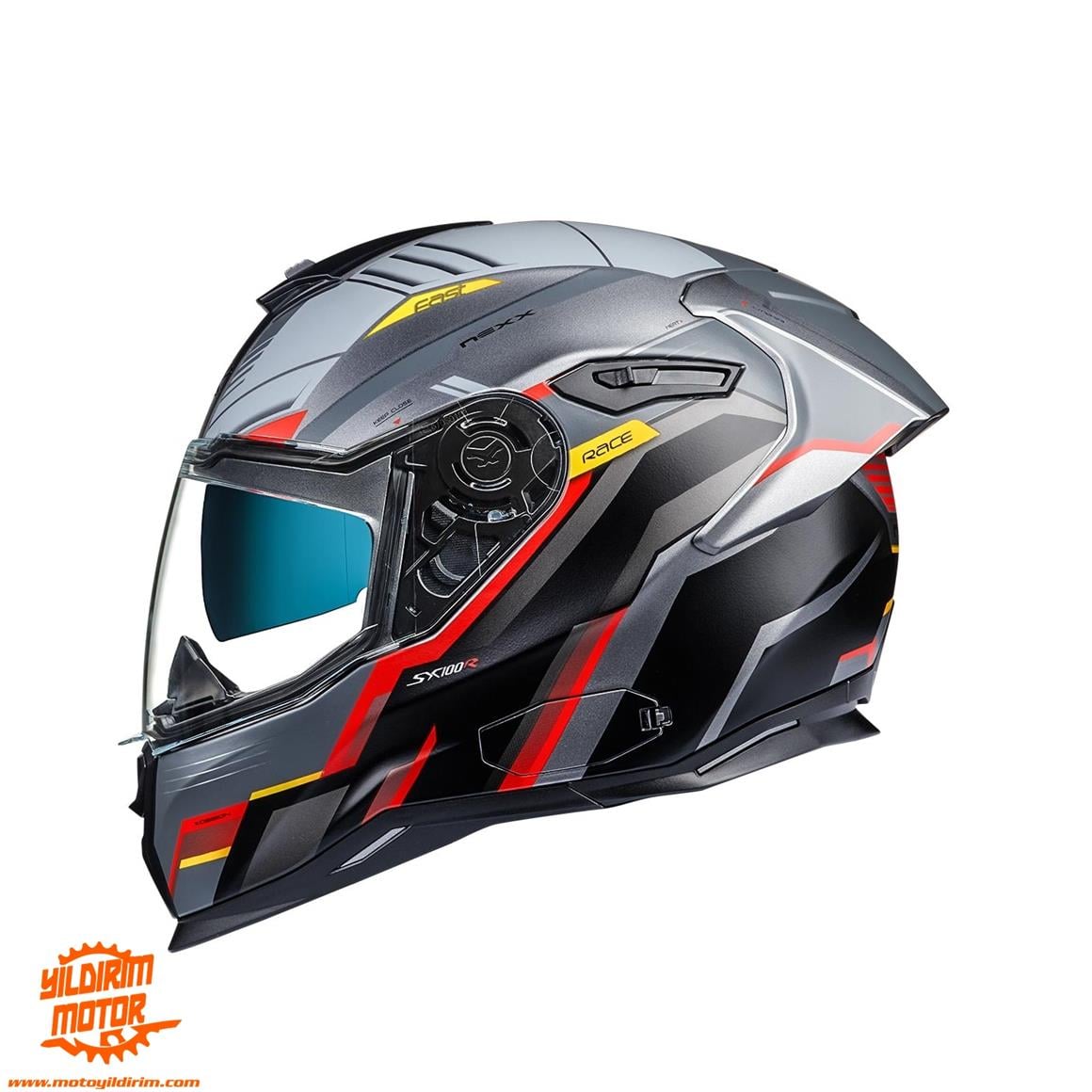 NEXX SX.100R GRIDLINE MAT GRİ-KIRMIZI KASK