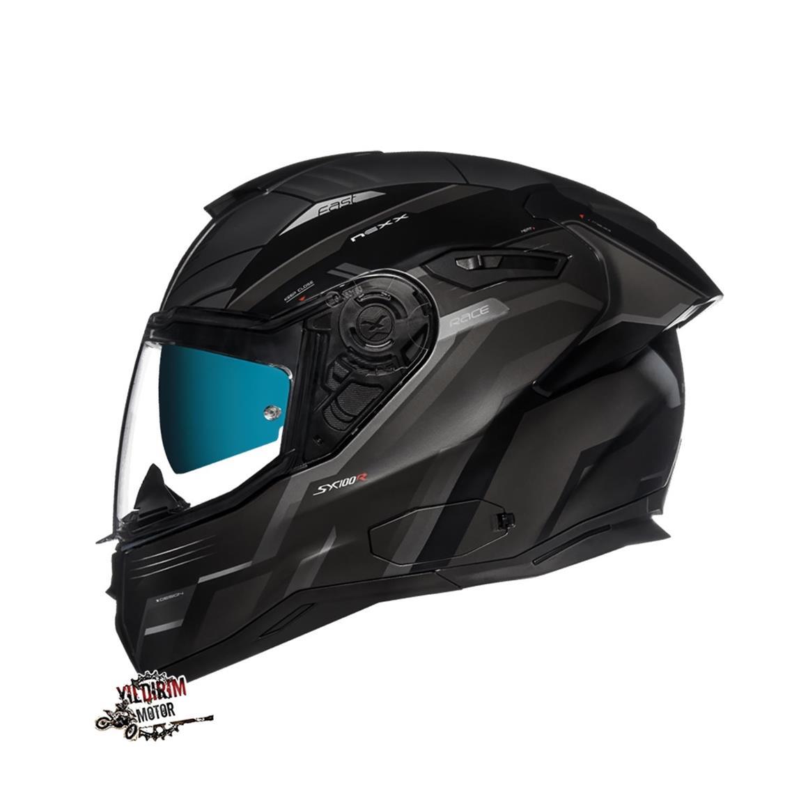 NEXX SX.100R GRIDLINE MAT GRİ-SİYAH KASK