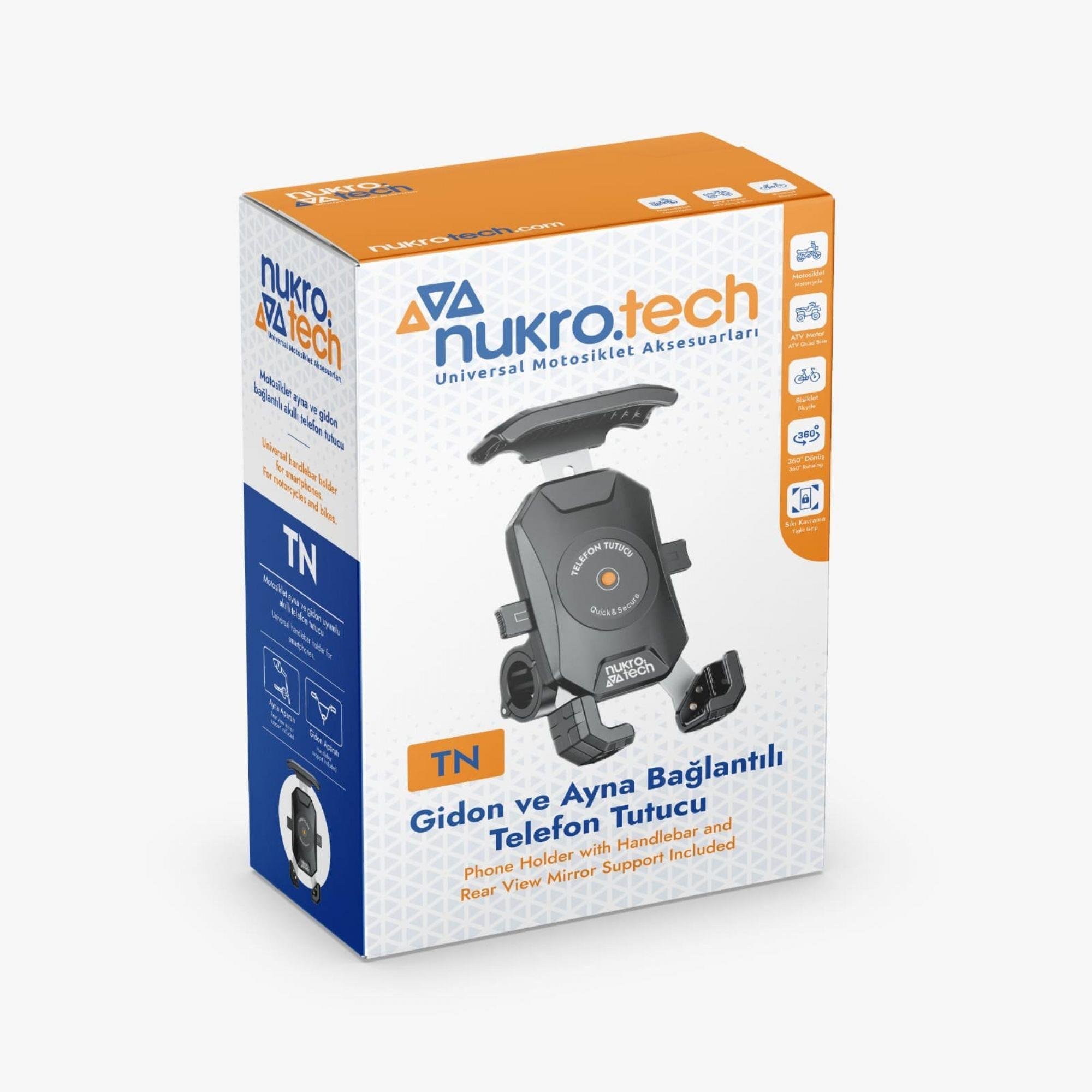 NUKROTECH TN GİDON VE AYNA BAĞLANTILI TELEFON TUTUCU 