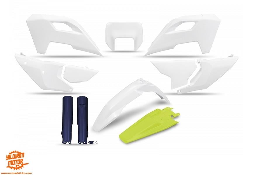 UFO HUSQVARNA TE/FE FULL PLASTİK GRENAJ SET BEYAZ SARI MAVİ 24-25