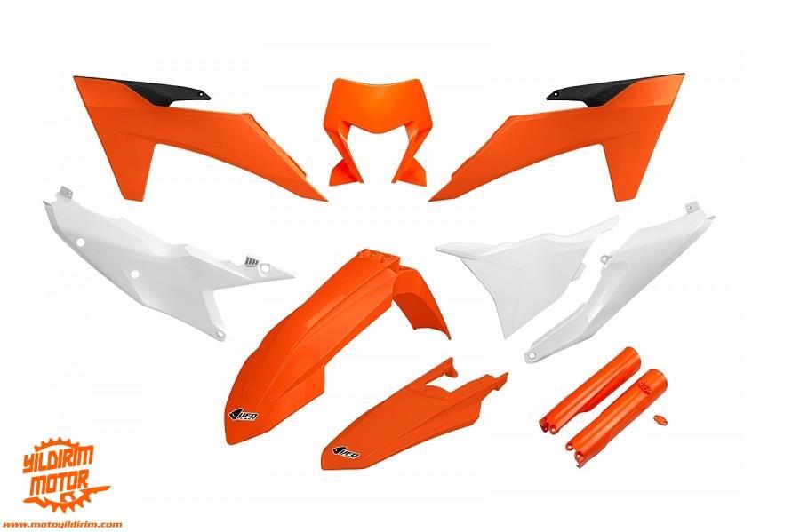UFO KTM EXC/EXC-F FULL PLASTİK GRENAJ SETİ TURUNCU BEYAZ 24-25