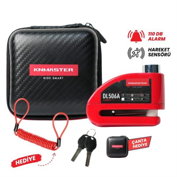 KNMASTER DL506A 6mm Alarmlı Disk Kilidi | Hatırlatma Kablosu ve