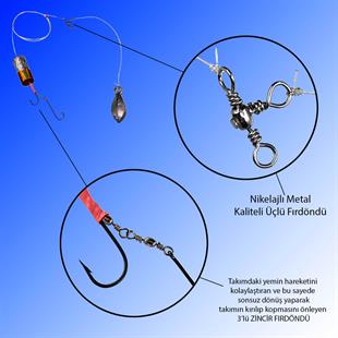 2 iğneli Zincirli EVA Şamandıralı Çinekop ve Lüfer Takımı 50 Gr