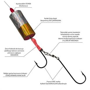 2 iğneli Zincirli EVA Şamandıralı Çinekop ve Lüfer Takımı 50 Gr