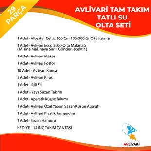 AlbaStar Celtic 300 Cm 100-300 Gr - Avlivari Ecco 5000 Olta Makinası Tam Takım Tatlı Su Olta Seti