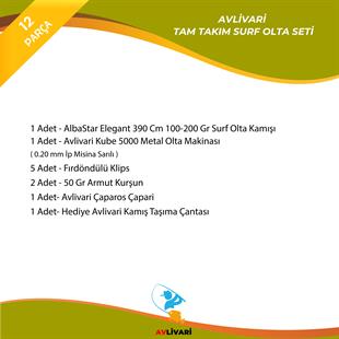 AlbaStar Elegant 390 Cm100-200 Gr Olta Kamışı - Avlivari Kube 5000 Metal Olta Makinası Tam Takım Kıyı Hobi Olta Seti