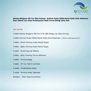 Alesta Niagara 135 Cm Olta Kamışı- Avlivar Kube 3000 Metal Kafa Olta Makinası Tam Takım Lüx Usta Profesyonel Hobi Turna Balığı Olta Seti