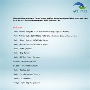 Alesta Niagara 240 Cm Olta Kamışı- Avlivar Kube 3000 Metal Kafa Olta Makinası Tam Takım Lüx Usta Profesyonel Hobi Spin Olta Seti