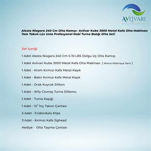 Alesta Niagara 240 Cm Olta Kamışı- Avlivar Kube 3000 Metal Kafa Olta Makinası Tam Takım Lüx Usta Profesyonel Hobi Turna Balığı Olta Seti