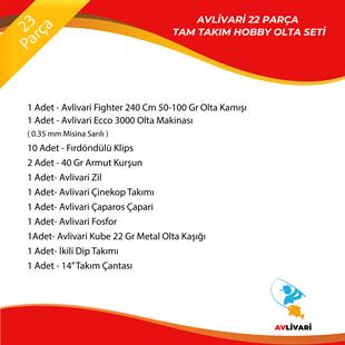 Avlivari 23 Parça Fighter 240 Cm 50-100 Gr-Ecco 3000 Tam Takım Hobi Kıyı Olta Seti