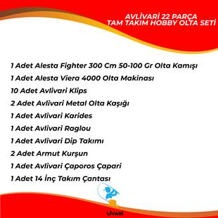 Avlivari 22 Parça Fighter 300 Cm 50-100 Gr-Viera 4000 Tam Takım Hobby Olta Seti